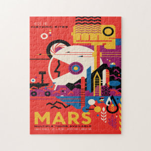 Sci-Fi Travel Ad, Planet Mars Jigsaw Puzzle