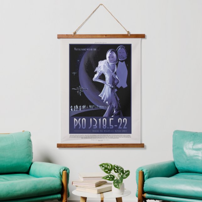 Sci-Fi Travel Ad, Planet PSO J318.5-22 Hanging Tapestry (Living Room)