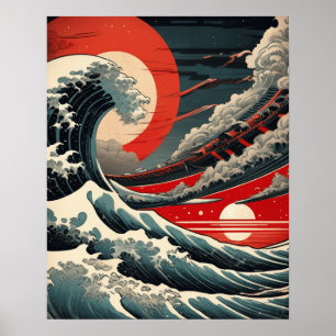 Sci-Fi Wave – Japanese Ukiyo-e Style Print
