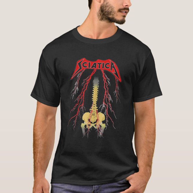 Sciatica Skeleton Metal T-Shirt (Front)