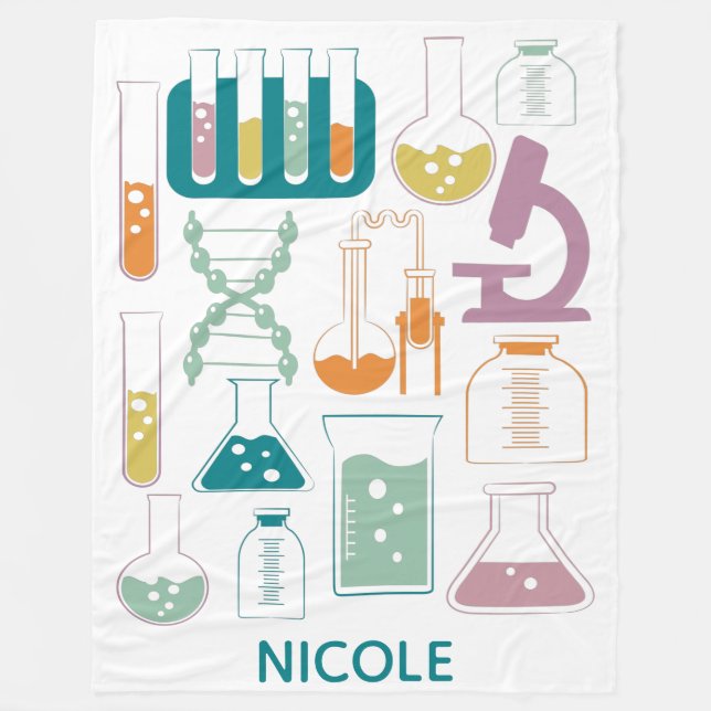 Science and Chemistry School Art Personalised Fleece Blanket (Front)