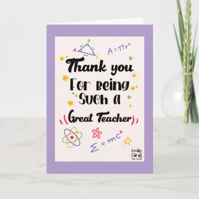 Science and Maths Teacher - Thank you Card (Front)