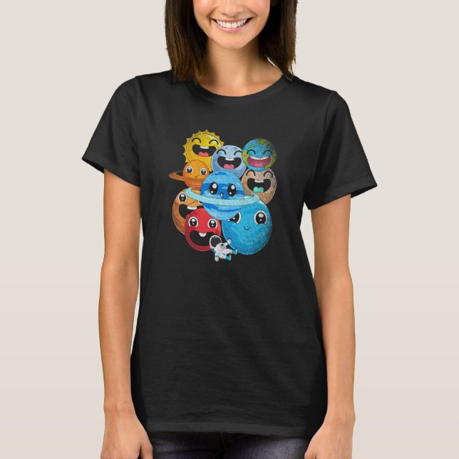 Science Astronaut Cute Planets Outer Space Astrono T-Shirt (Front)