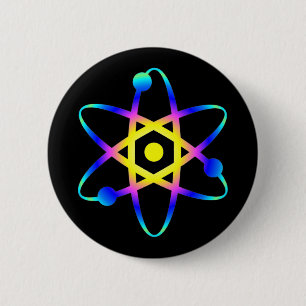 science atom 6 cm round badge