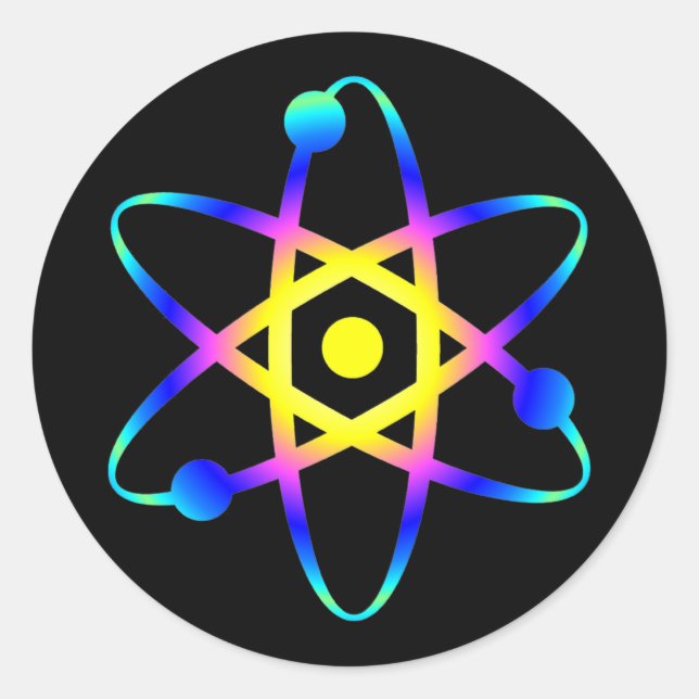 science atom classic round sticker (Front)