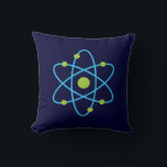 Science Atom Cushion<br><div class="desc">This atom science design features a blue and green atom in bold colours! This geeky atom art is the perfect gift to buy for a scientist,  chemist,  physicist,  proud geek or anyone who has an interest in physics or chemistry!</div>