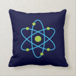 Science Atom Cushion<br><div class="desc">This atom science design features a blue and green atom in bold colours! This geeky atom art is the perfect gift to buy for a scientist,  chemist,  physicist,  proud geek or anyone who has an interest in physics or chemistry!</div>