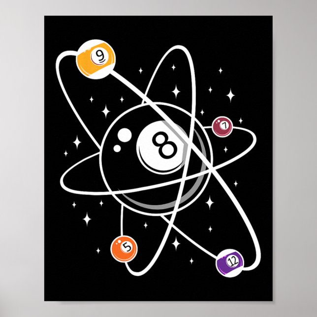 Science Atom Pool Lover 8- Billiards  Poster (Front)
