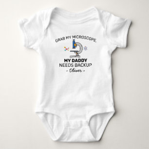 Science Baby Shower Reveal Grab My Microscope Bodysuit