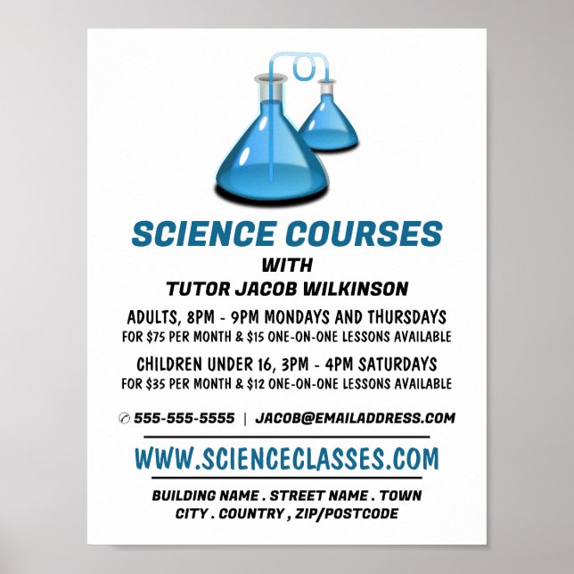 Science Beakers, Science Course Advertising Poster (Front)
