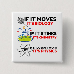 Science BIOLOGY CHEMISTRY PHYSICS 15 Cm Square Badge