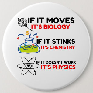 Science BIOLOGY CHEMISTRY PHYSICS 6 Cm Round Badge