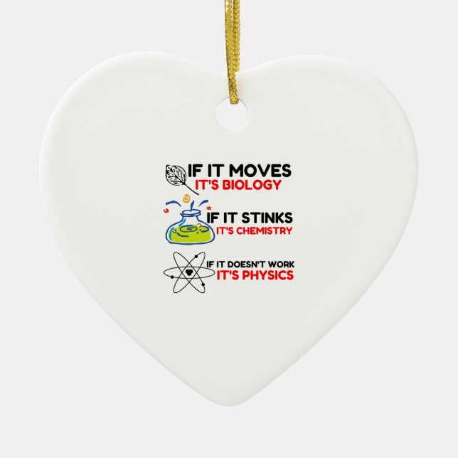 Science BIOLOGY CHEMISTRY PHYSICS Ceramic Tree Decoration (Front)