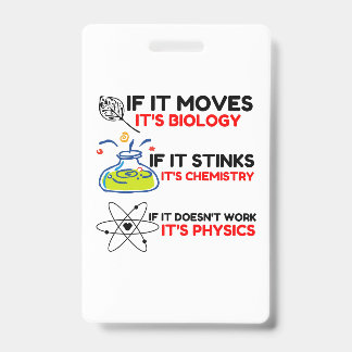 Science BIOLOGY CHEMISTRY PHYSICS ID Badge