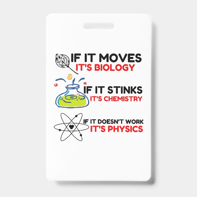 Science BIOLOGY CHEMISTRY PHYSICS ID Badge (Front)