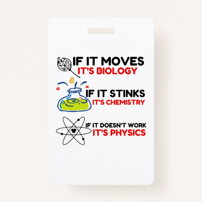 Science BIOLOGY CHEMISTRY PHYSICS ID Badge (Front)