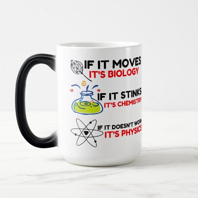 Science BIOLOGY CHEMISTRY PHYSICS Magic Mug (Left)