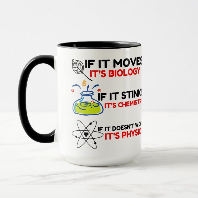 Science BIOLOGY CHEMISTRY PHYSICS Mug (Left)