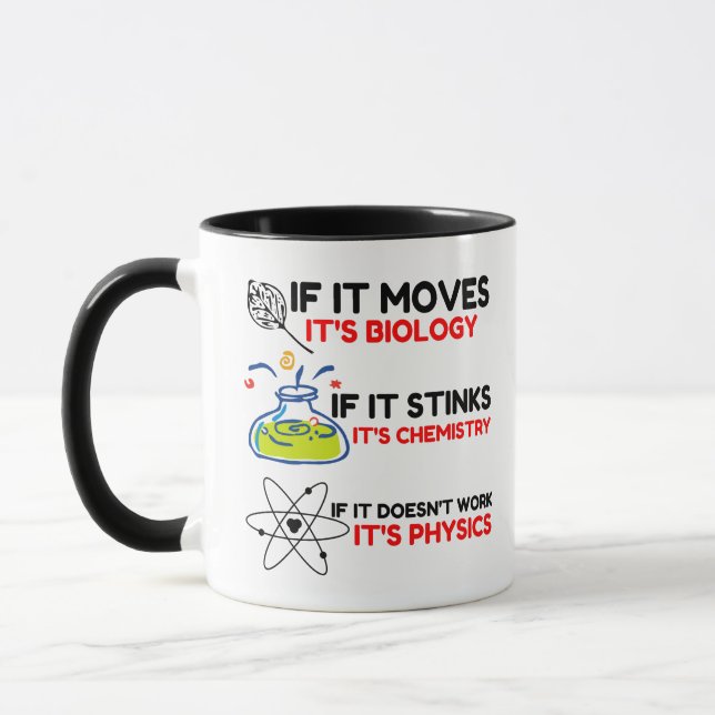 Science BIOLOGY CHEMISTRY PHYSICS Mug (Left)