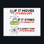 Science BIOLOGY CHEMISTRY PHYSICS Postcard<br><div class="desc">Funny, cool, awesome, animals, nerd, geek, vintage, retro, sayings, gift idea, couple, love, sports</div>