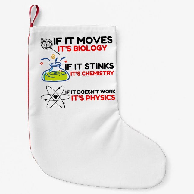 Science BIOLOGY CHEMISTRY PHYSICS Small Christmas Stocking (Front)