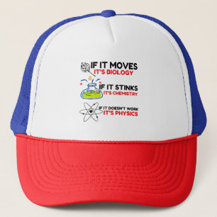 Science BIOLOGY CHEMISTRY PHYSICS Trucker Hat