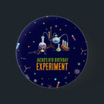 Science Birthday<br><div class="desc">Captivating science-themed button! Featuring a mesmerising chemistry set design set against a deep navy background, this button is a perfect fusion of intellect and flair. The neon colours add a vibrancy, making it a standout accessory for those who appreciate science and fashion. Pin it on and let your passion for...</div>