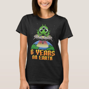 Science Birthday Alien UFO & Earth Science 6th Bir T-Shirt