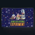 Science Birthday Banner<br><div class="desc">Transform your dining experience with our captivating science-themed banner! Immerse yourself in the world of chemistry with a mesmerising chemistry set design on a deep navy background. The addition of neon colours creates a vibrant and stylish touch, making this banner a perfect choice for those who adore science and want...</div>