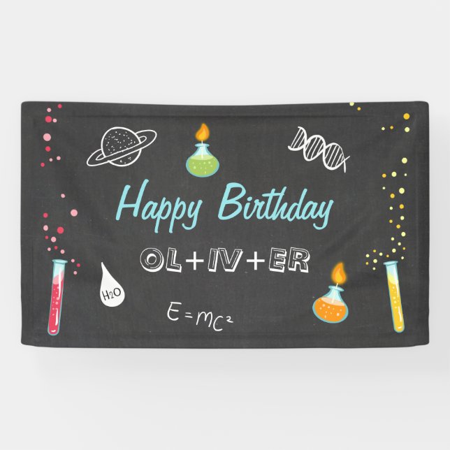 Science birthday banner Experiment Lab Party Boy (Horizontal)