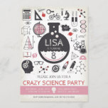 Science Birthday Invitation - Girl Birthday Party<br><div class="desc">Personalise these Science Birthday Invitations for Girls and have a crazy Mad Scientist birthday party.

Matching items available or on request.</div>