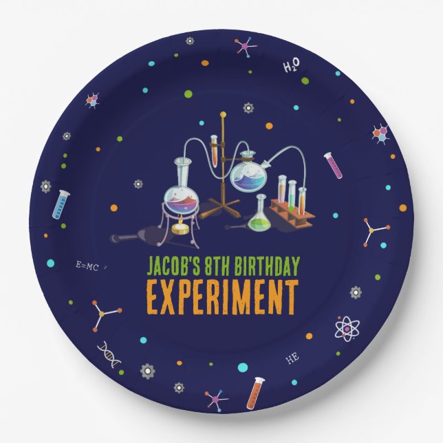 Science Birthday Invitations Paper Plate (Front)