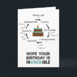 Science Birthday Kreb's Cycle Biology Cake Teacher Card<br><div class="desc">Science themed birthday card with an illustration of the Kreb's cycle, an important step in cellular respiration. Text on the front reads " Hope your Birthday is InKREBible." Colourful birthday cake with a candle in the centre. Inside text is editable and reads "Happy Birthday." Great for science teachers, lab partners...</div>