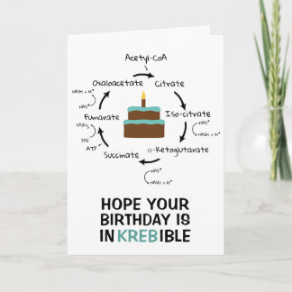 Science Birthday Kreb's Cycle Biology Cake Teacher Card