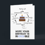 Science Birthday Kreb's Cycle Biology Cake Teacher Card<br><div class="desc">Science themed birthday card with an illustration of the Kreb's cycle, an important step in cellular respiration. Text on the front reads " Hope your Birthday is InKREBible." Colourful birthday cake with a candle in the centre. Inside text is editable and reads "Happy Birthday." Great for science teachers, lab partners...</div>