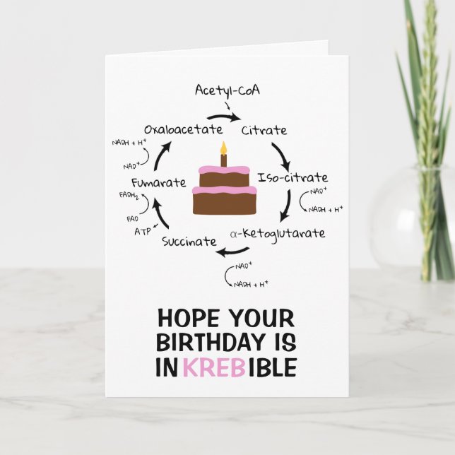Science Birthday Kreb's Cycle Biology Cake Teacher Card (Front)