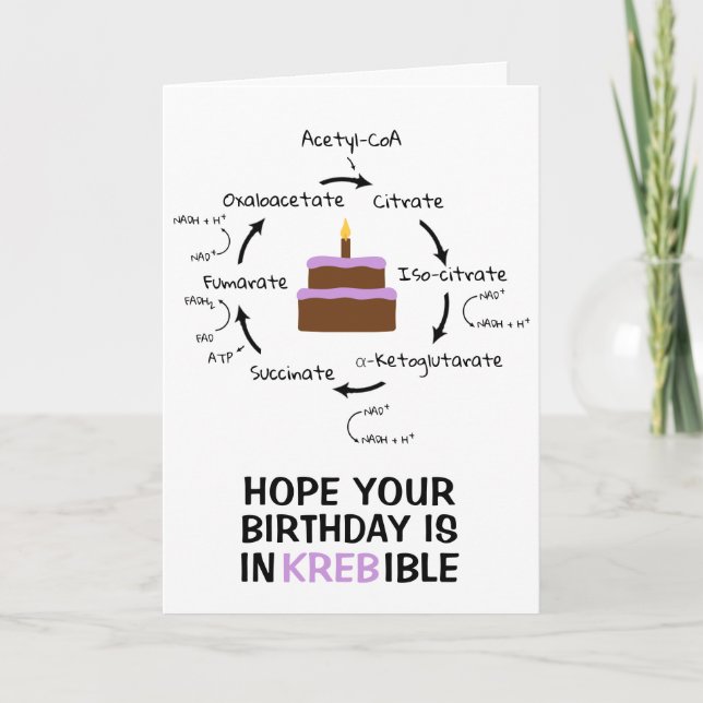 Science Birthday Kreb's Cycle Biology Cake Teacher Card (Front)