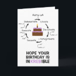 Science Birthday Kreb's Cycle Biology Cake Teacher Card<br><div class="desc">Science themed birthday card with an illustration of the Kreb's cycle, an important step in cellular respiration. Text on the front reads " Hope your Birthday is InKREBible." Colourful birthday cake with a candle in the centre. Inside text is editable and reads "Happy Birthday." Great for science teachers, lab partners...</div>