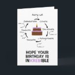 Science Birthday Kreb's Cycle Biology Cake Teacher Card<br><div class="desc">Science themed birthday card with an illustration of the Kreb's cycle, an important step in cellular respiration. Text on the front reads " Hope your Birthday is InKREBible." Colourful birthday cake with a candle in the centre. Inside text is editable and reads "Happy Birthday." Great for science teachers, lab partners...</div>