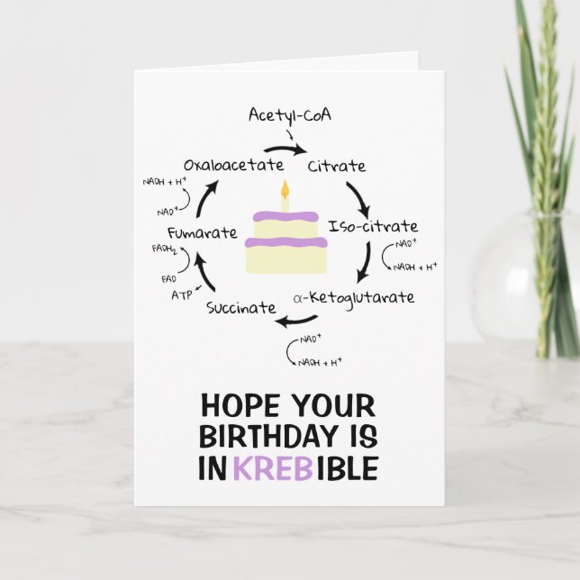 Science Birthday Kreb's Cycle Biology Cake Teacher Card (Front)