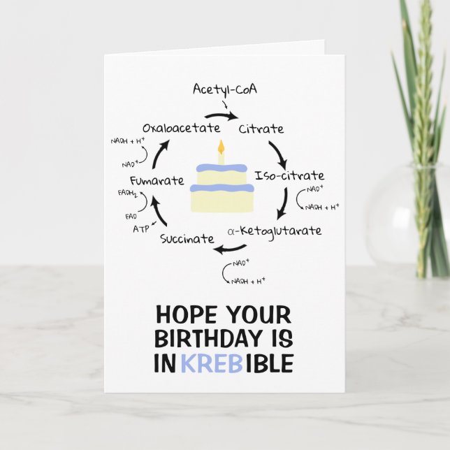 Science Birthday Kreb's Cycle Biology Cake Teacher Card (Front)