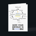 Science Birthday Kreb's Cycle Biology Cake Teacher Card<br><div class="desc">Science themed birthday card with an illustration of the Kreb's cycle, an important step in cellular respiration. Text on the front reads " Hope your Birthday is InKREBible." Colourful birthday cake with a candle in the centre. Inside text is editable and reads "Happy Birthday." Great for science teachers, lab partners...</div>