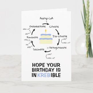 Science Birthday Kreb's Cycle Biology Cake Teacher Card