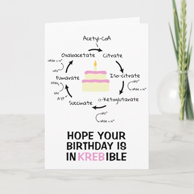 Science Birthday Kreb's Cycle Biology Cake Teacher Card (Front)