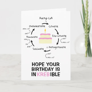 Science Birthday Kreb's Cycle Biology Cake Teacher Card