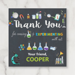 Science Birthday Party Boy Thank You Favour Tags