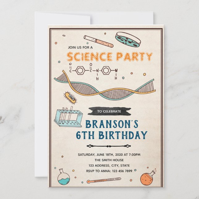 Science birthday party invitation (Front)