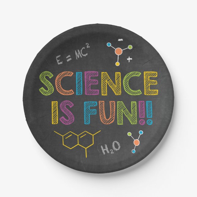 Science Birthday Party | Science is Fun Paper Plate (Front)