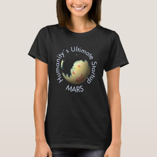 Science Black Blue Red Mars Terraforming Space Art T-Shirt
