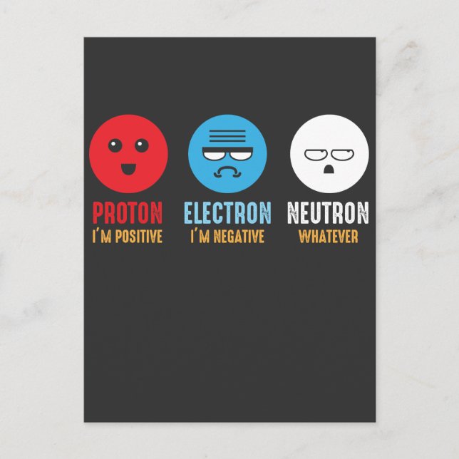 Science Chemistry Pun Proton Electron Neutron Postcard (Front)